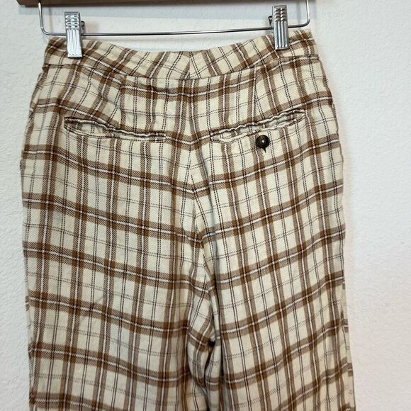 Reformation Verano Beige Plaid Cropped High Waisted Pants Women's Size 2 - Picture 5 of 8